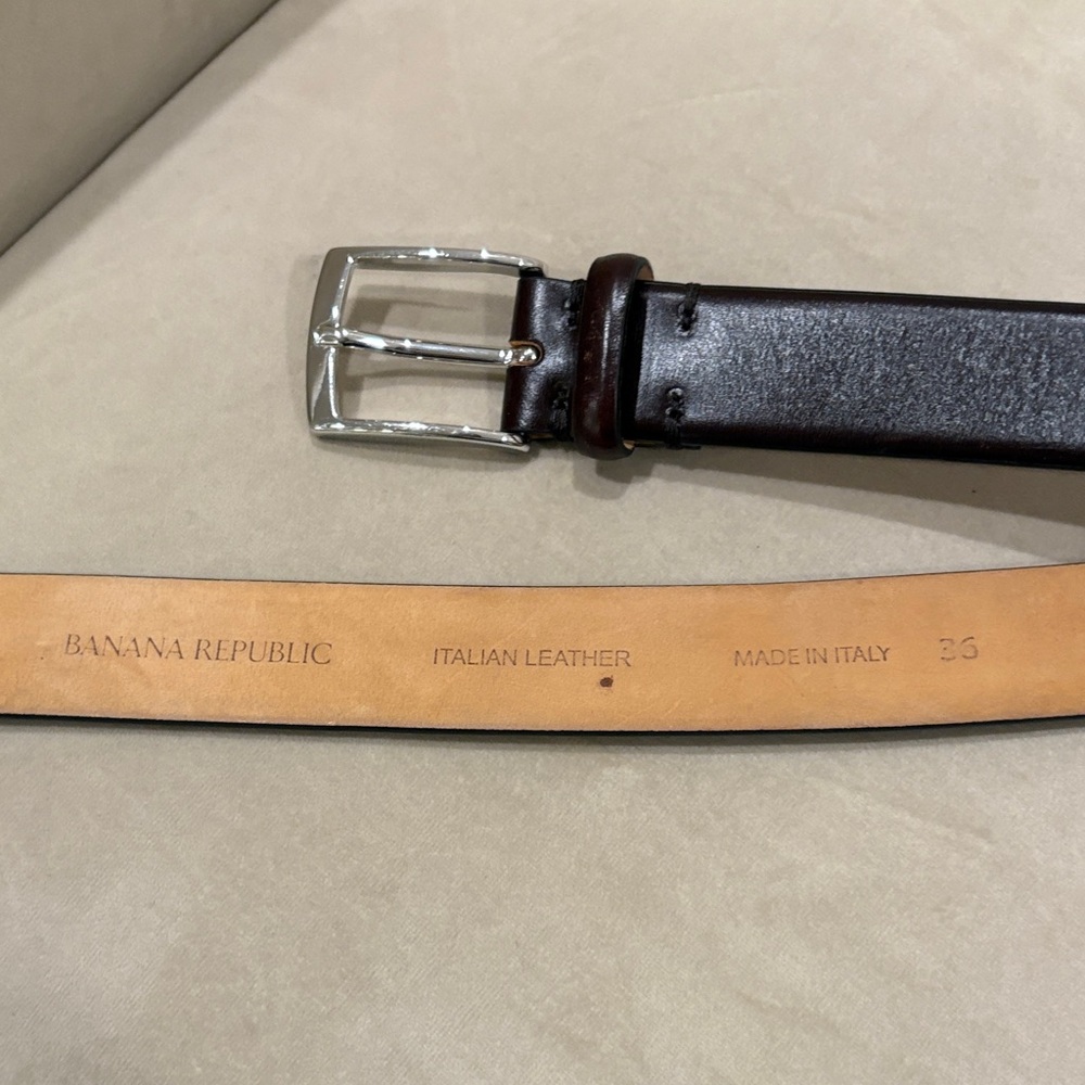 Banana Republic Dark Brown Leather Belt with Silver Buckle